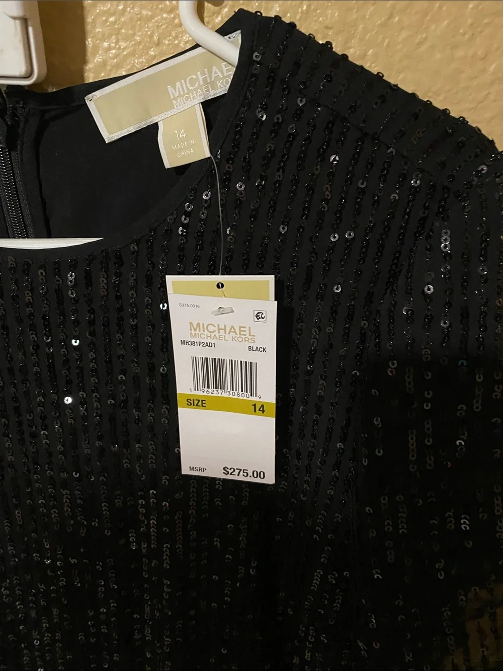 Michael Kors Black Long-Sleeve Sequin Evening Gown